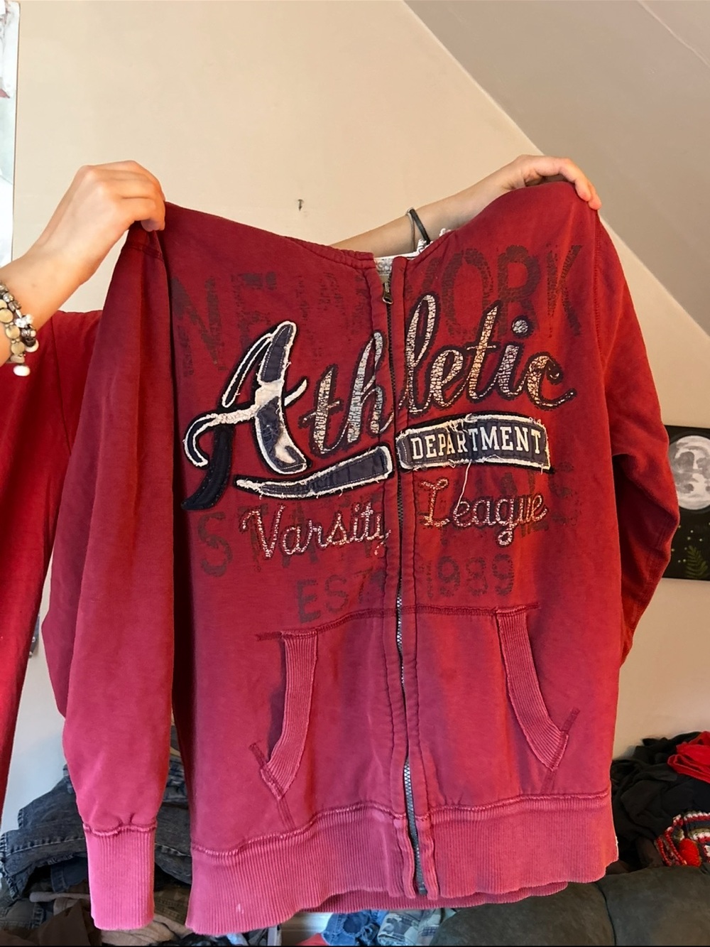 Athletic Department Burgundy Zip-Up Hoodie